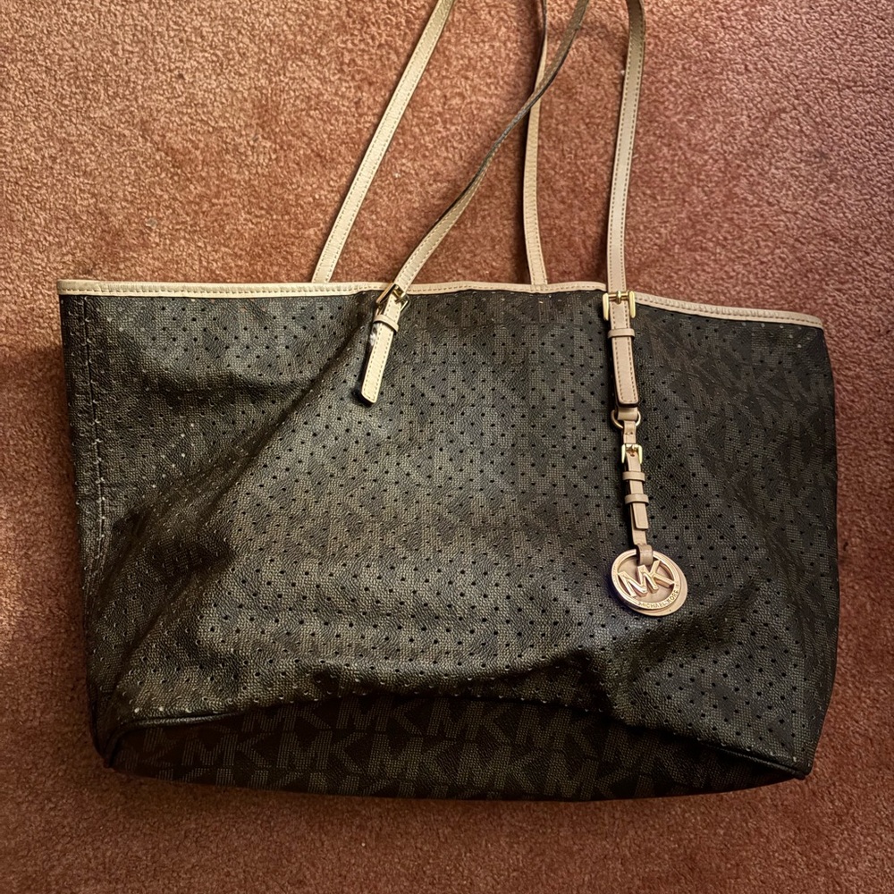 Michael Kors Black and Tan Tote Bag